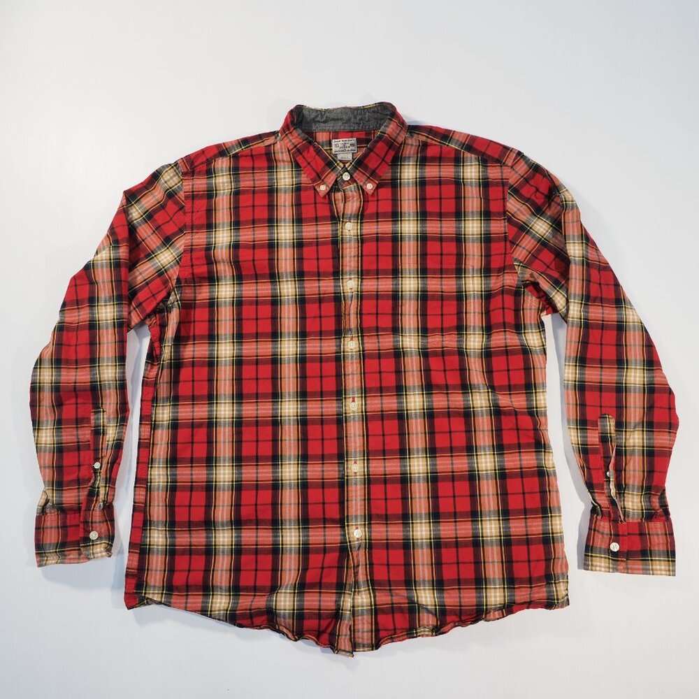 J Crew Shirt Men XXL Red Plaid Cotton Button Preppy Classic Casual Dress Western - Picture 9 of 9